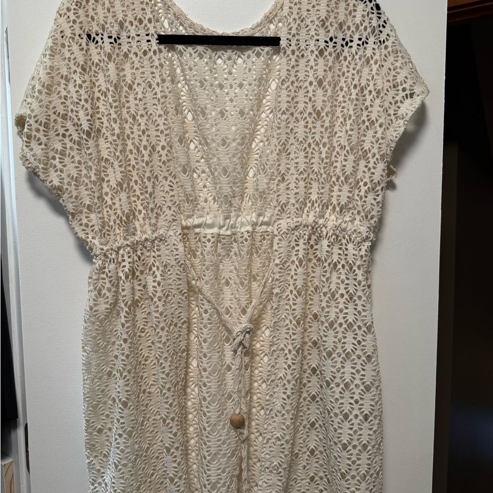 Crochet Cover-Up Kimono in Cream
